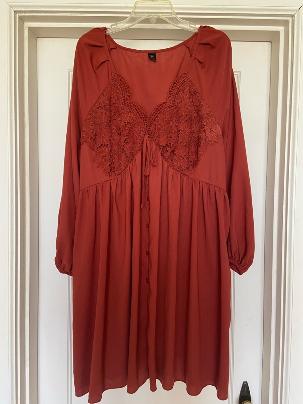 SHEIN Rust Lace Babydoll Dress